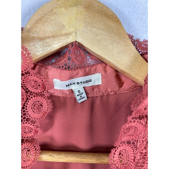 MAX STUDIO Polka Dot Tiered Maxi Dress V Neck Short Sleeve Size S - Picture 3 of 9